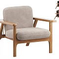 Modern Leisure Chair With Wooden Frame And Grey Fabric Upholstered Seat And Backrest
