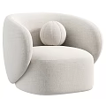 Beige Single Sofa With Fluffy Texture Round Shape And Spherical Cushion