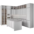 Stylish Modern Kitchen Interior With White Cabinets And Marble Island Countertop