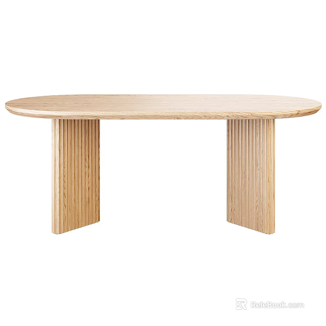 Oval Wooden Dining Table with Fluted Legs and Modern Sleek Design 3d model