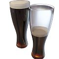 Two Tall Clear Glasses Filled With Dark Beverage And Foam Top
