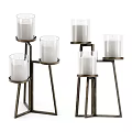 Modern Metal Standing Candle Holder Lamps With Glass Shades And Multiple Candles Design