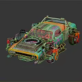 Vibrant Modified Car With Custom Design Large Tires And Decorative Patterns
