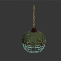 Vintage Green Chandelier With Metal Mesh Shade Chain Suspension And Decorative Design