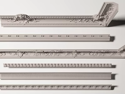 Decorative Gypsum Moldings With Intricate Carved Patterns And Elegant Design Styles 3d model