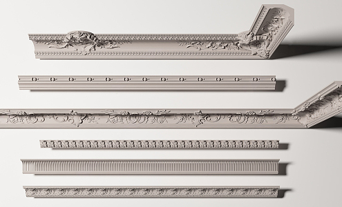 French plaster line carved plaster line combination 3d model