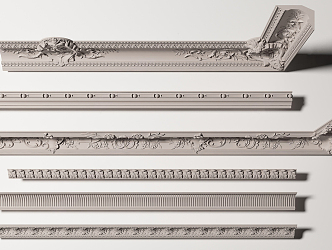 French plaster line carved plaster line combination 3d model