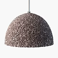 Dark Brown Hemispherical Pendant Light With Crushed Stone Like Textured Surface 3d model