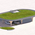 Modern EV Charging Station With Curved Roof White Structure And Blue Sky