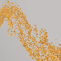Floating Gold Triangular Fragments Forming Curved Trajectory On Light Gray Background 3d model