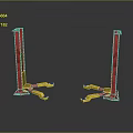Red Car Jack Stands With Yellow Support Base For Vehicle Maintenance 3d model