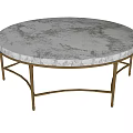 Elegant Modern Coffee Table with Round Gray Tabletop and Gold Metal Frame 3d model