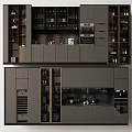 Sleek Modern Dark Gray Wine Cabinet With Glass Doors And Storage Shelves