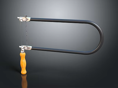 Manual Hardware Tool Featuring Black U Shaped Metal Bar Silver Connectors Yellow Handle And Chain 3d model