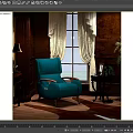 Elegant Teal Massage Chair With Wooden Armrests In Modern Living Room Interior