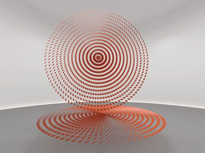 Decorative Ornament Set with Red Orange Spiral Design in White Room Gray Floor 3d model