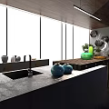 Modern Open Kitchen Interior Design With Island Counter Appliances And Cabinets