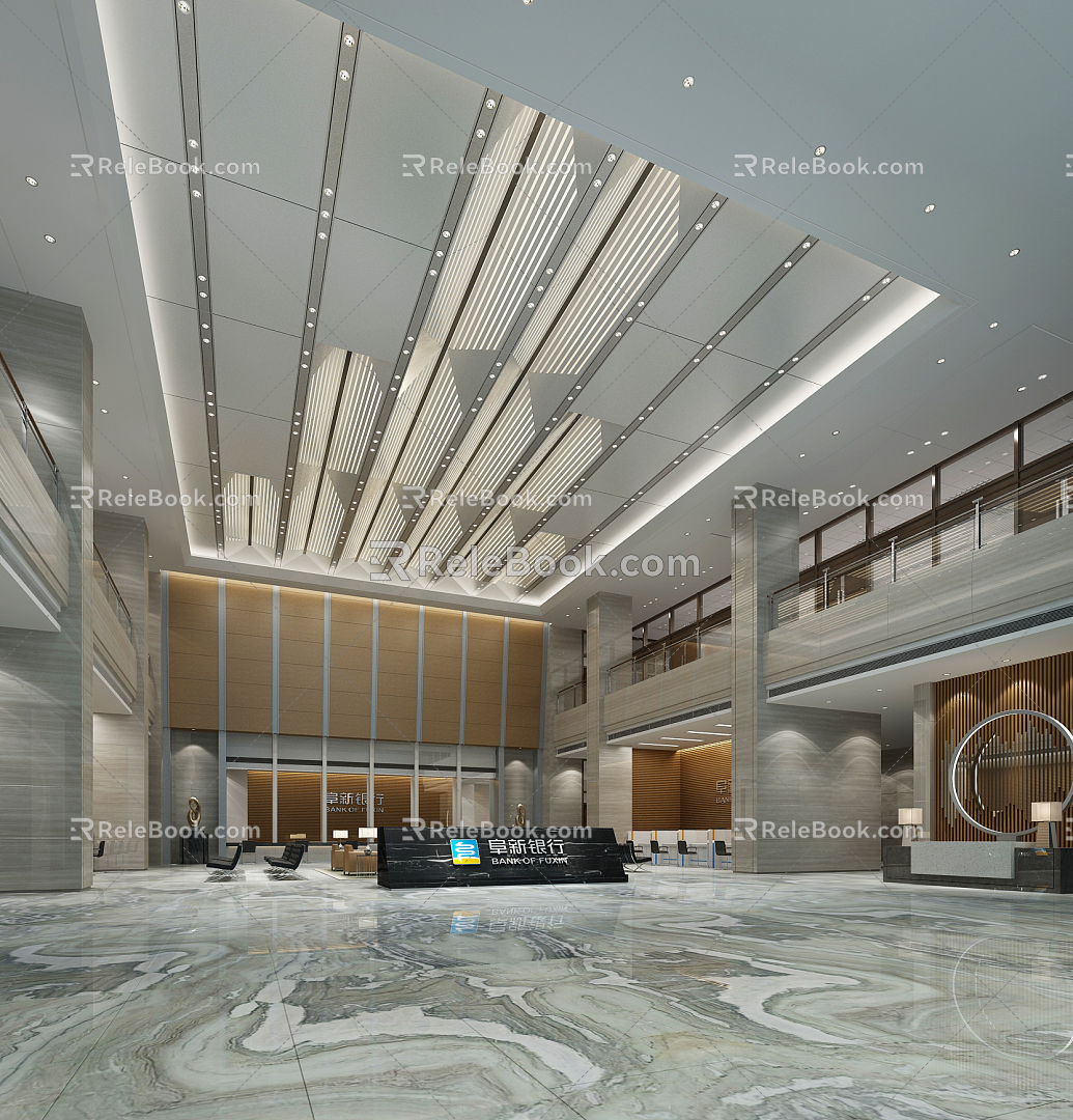 Modern Hall Bank Office Hall 3d model