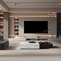 Modern Minimalist TV Background Wall Design With Storage Shelves And Living Room Ambiance