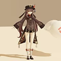 Anime Character with Long Hair in Traditional Outfit and White Cloud like Creature with Smiling Face