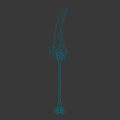 Tech Exhibition Hall Displaying Fantasy Weapon Model With Intricate Metal Design And Decorative Details