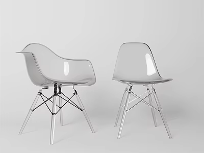 Transparent Modern Leisure Chairs With Armrests And Sturdy Metal Frame Design 3d model