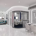 Modern Luxury Jewelry Store Interior Design With Glass Display Cases White Counter And Marble Floor