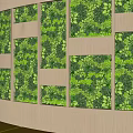 Indoor Curved Interior Design With Lush Green Plant Wall And Yellow Bench Seats