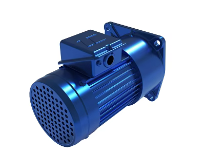 Blue Industrial Electric Motor With Ventilation Holes And Sturdy Housing 3d model