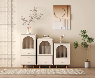 Modern Solid Wood Side Cabinet Bucket Cabinet 3d model