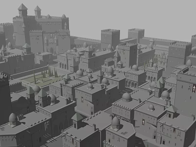 Ancient Architecture Featuring Domes Towers And Historic City Walls Layout 3d model
