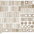 Cut-out flower door and window lattice window leaf grille screen grille window grille screen partition lattice door flower 3d model