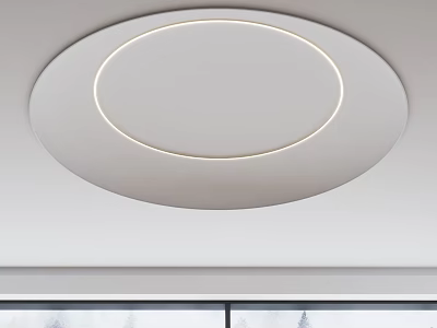Modern Minimalist Ceiling With Circular LED Light Trim And Smooth White Finish 3d model
