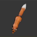 Realistic Orange White Fox Statue With Black Legs On Dark Shiny Background
