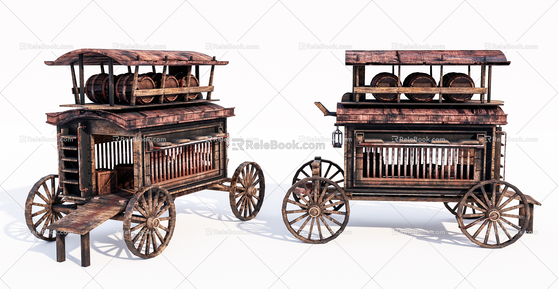 Vintage Carriage Old Wooden Car 3d model