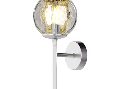 Illuminated Wall Light With Transparent Globe Shade And Silver Metal Bracket 3d model
