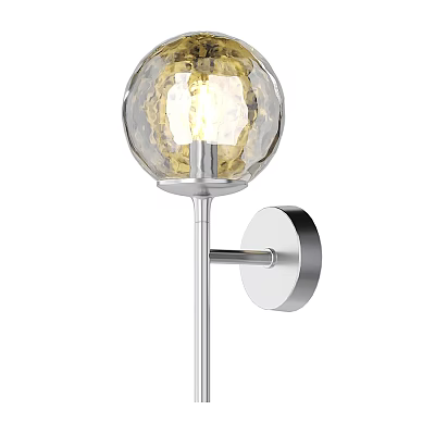 Illuminated Wall Light With Transparent Globe Shade And Silver Metal Bracket 3d model