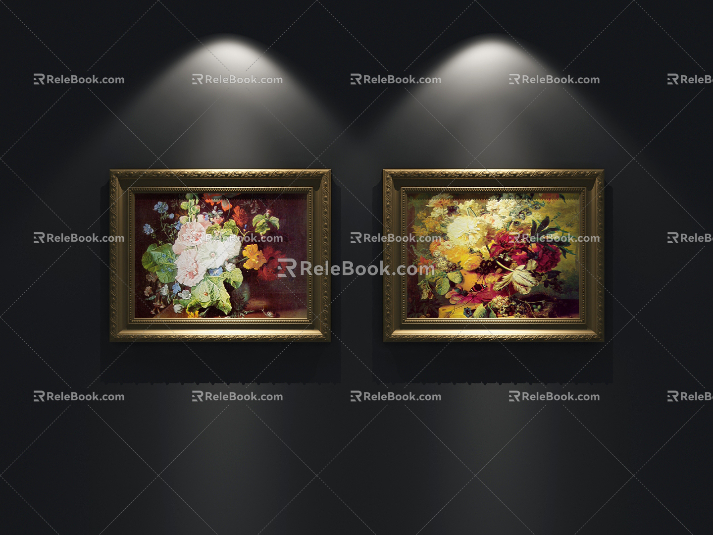 European oil painting decorative painting 3d model