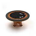 Round Game Table Amusement Equipment With Black Surface Brown Edge And Wooden Legs