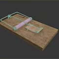 Effective Household Mousetrap With Wooden Base Metal Spring And Trigger Mechanism