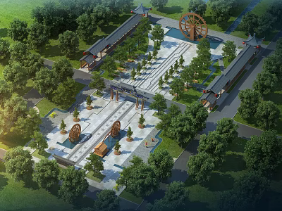 New Chinese Square Guangguan 3d model