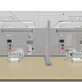 Modern Hospital Ward Interior With Patient Beds Medical Equipment And Ceiling Devices