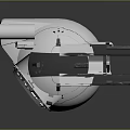 Futuristic 3D Model of White Spherical Tech Device With Gray Mechanical Arms