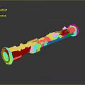 Military Cylindrical Weapon With Segmented Body And Labeled Surface Details 3d model