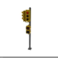 Yellow Traffic Light Structure With Metal Pole And Multiple Signal Lights
