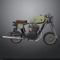 Vintage Motorcycle With Green Fuel Tank Brown Seat Number 23 And Mechanical Parts