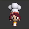Cartoon Chef Character With White Chef Hat Red Purple Hair Big Eyes And Yellow Apron