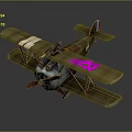 Vintage Brown Biplane With Detailed Pink Design Retro Wings And Classic Propeller Structure