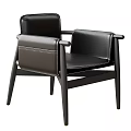 Black Leather Accent Chair With Armrests And Wooden Legs For Modern Living Room Decor