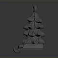 Decorative Gray Tree Shaped Ornament With Layered Curly Design Base And Top Circular Decoration